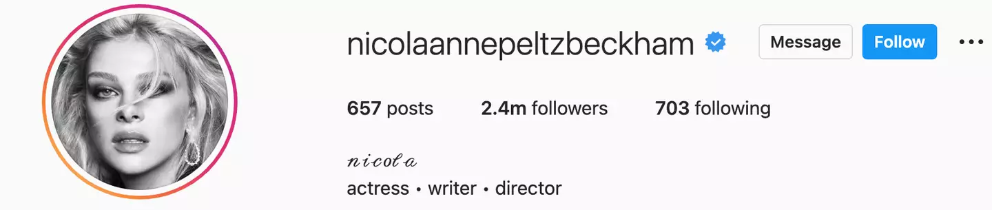 Nicola has updated her Instagram name. (