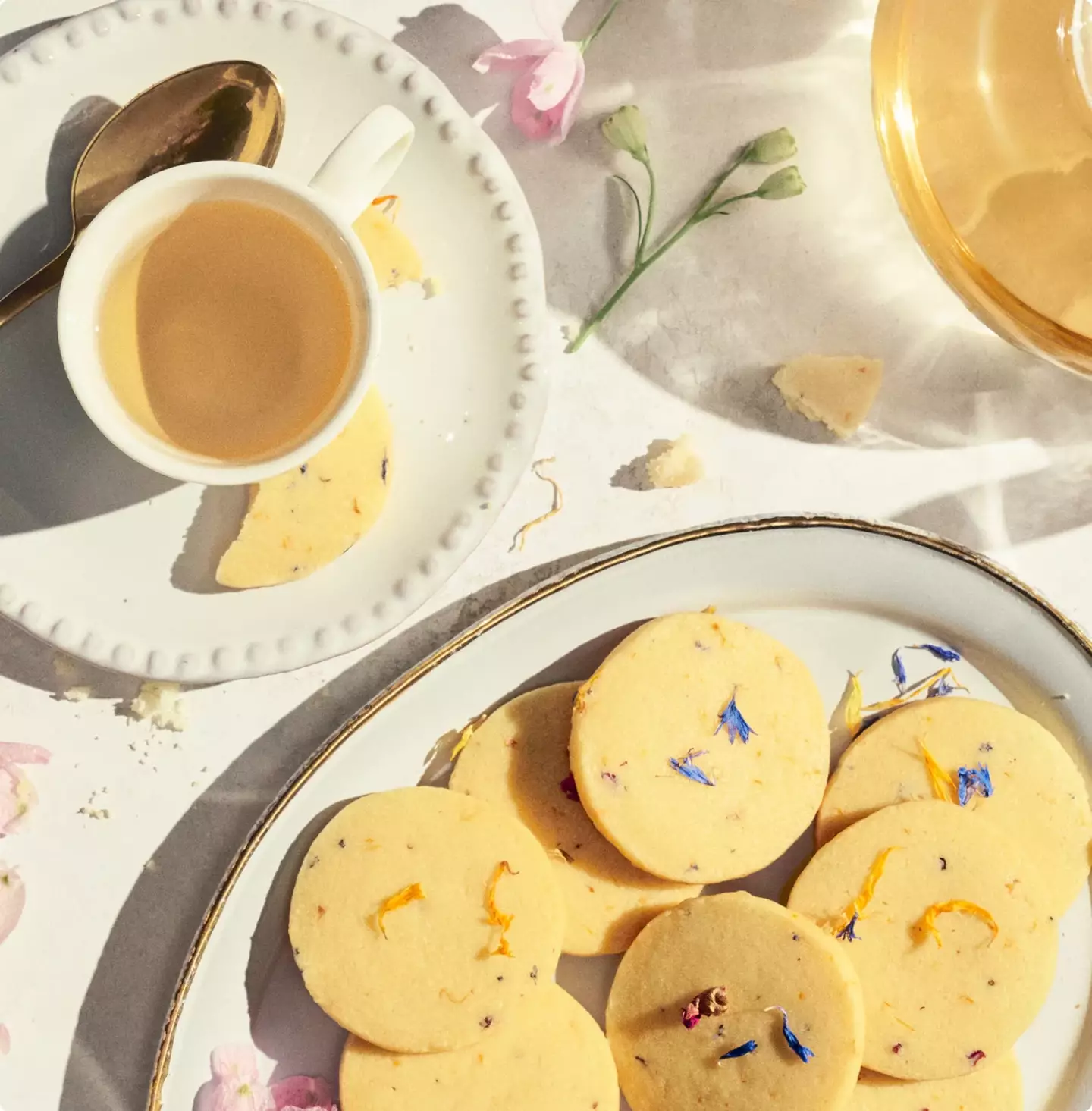 What goes better with flower-sprinkle biscuits than some lemon and ginger tea? (As Ever)