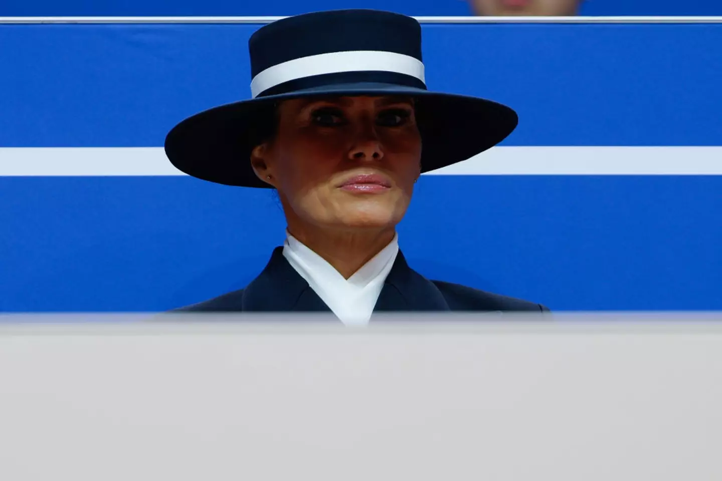 Melania Trump wore a wide-brimmed hat for the occasion (Anna Moneymaker/Getty Images)