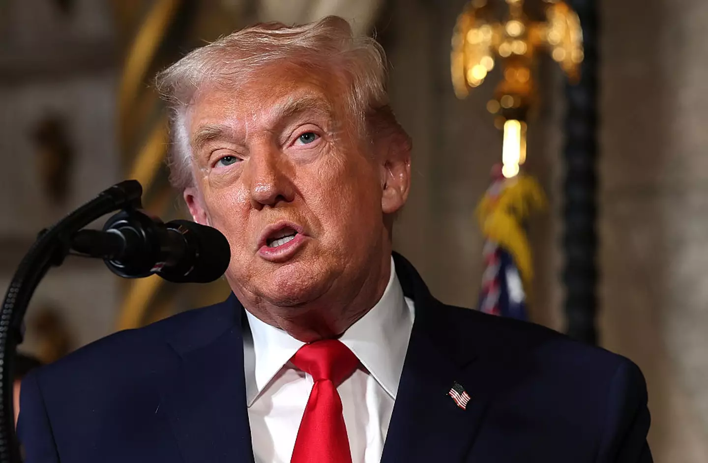 Donald Trump has made his first media address since the release of the latest Epstein files on Friday (Tasos Katopodis / Stringer / Getty Images)