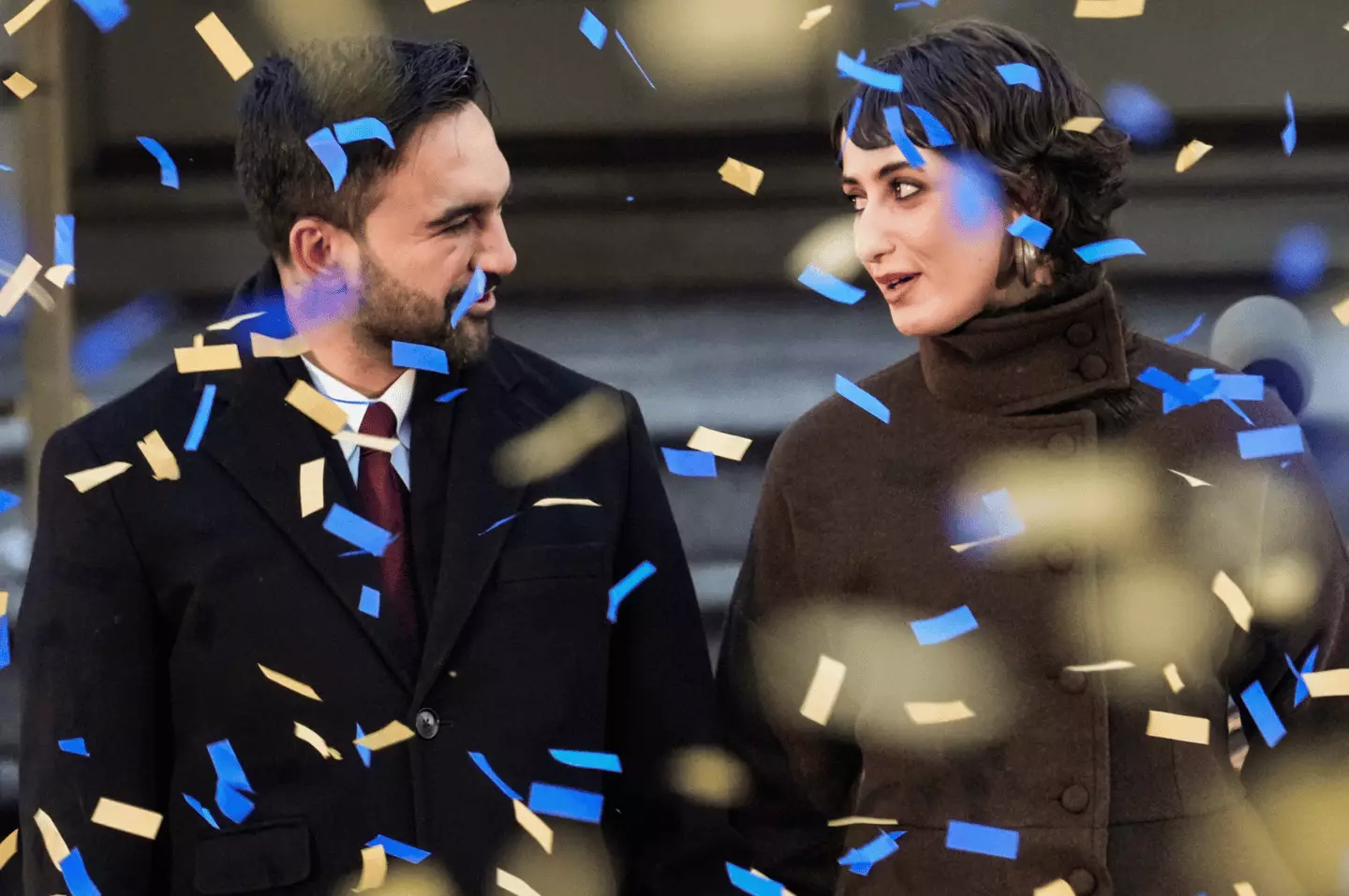 Mamdani was joined by his wife, Rama Duwaji, during the ceremony (David Dee Delgado/Getty Images)