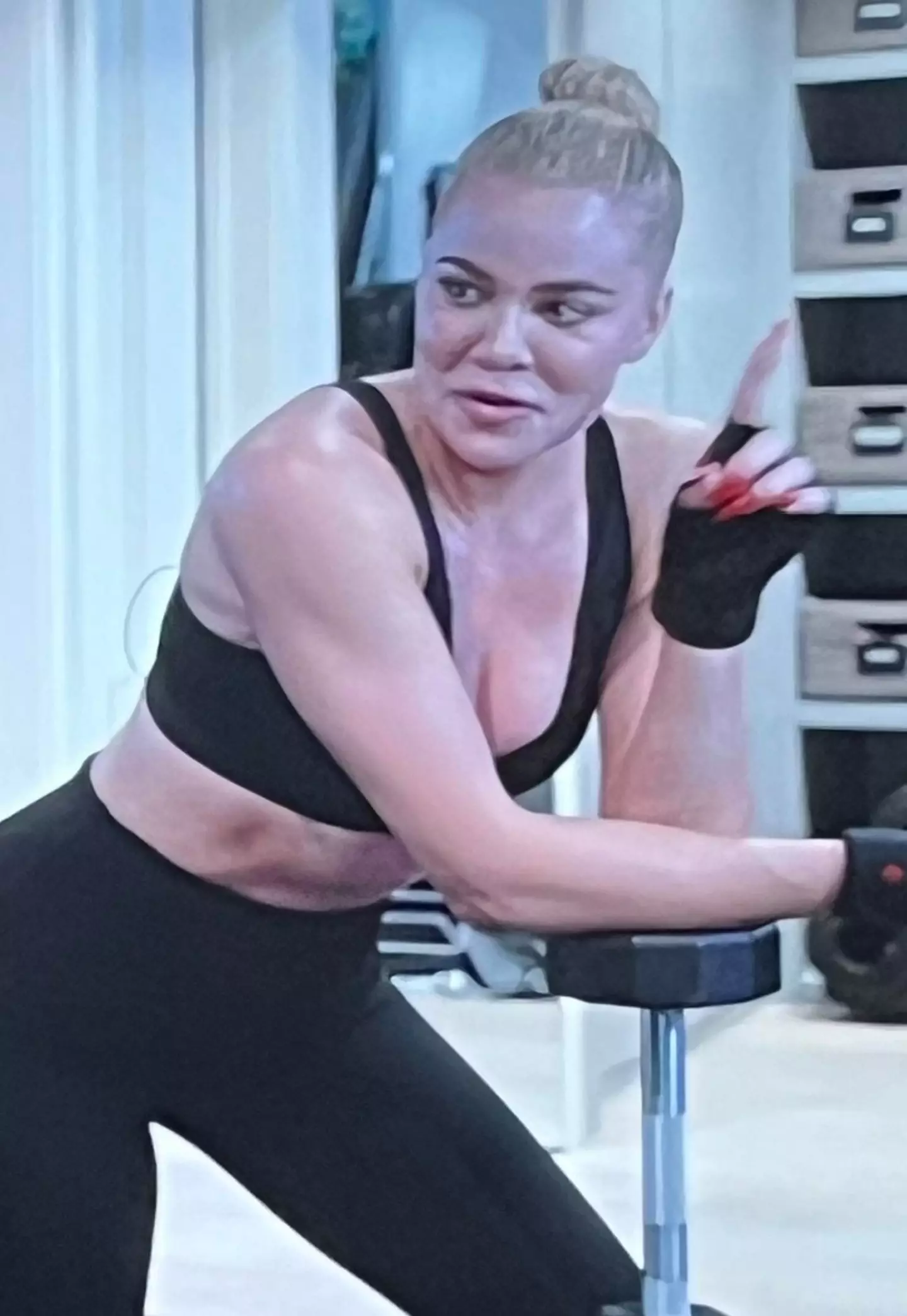 Khloe was spotted make-up free at the gym.