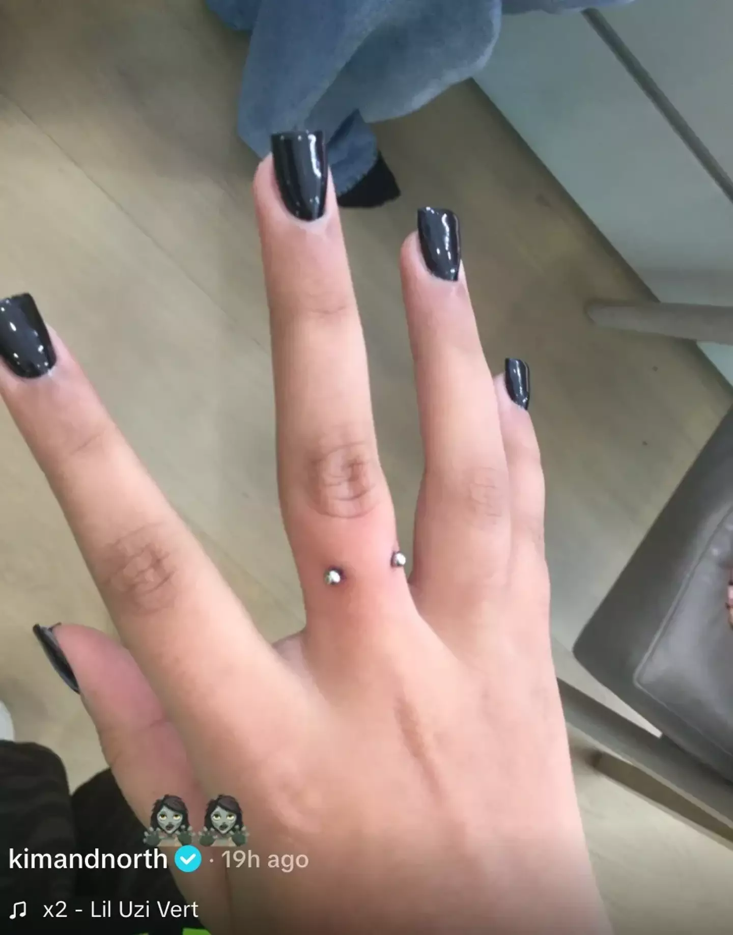 North shared a video of the piercing on TikTok (TikTok/@kimandnorth)