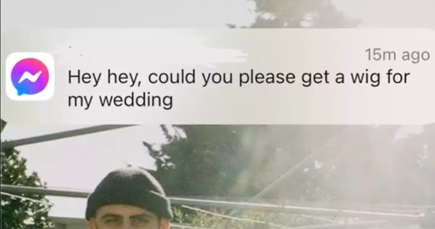 The bride asked Aysh to wear a wig for her wedding.