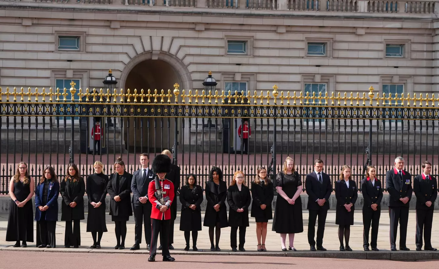 Buckingham Palace staff paying their respects to the Queen.