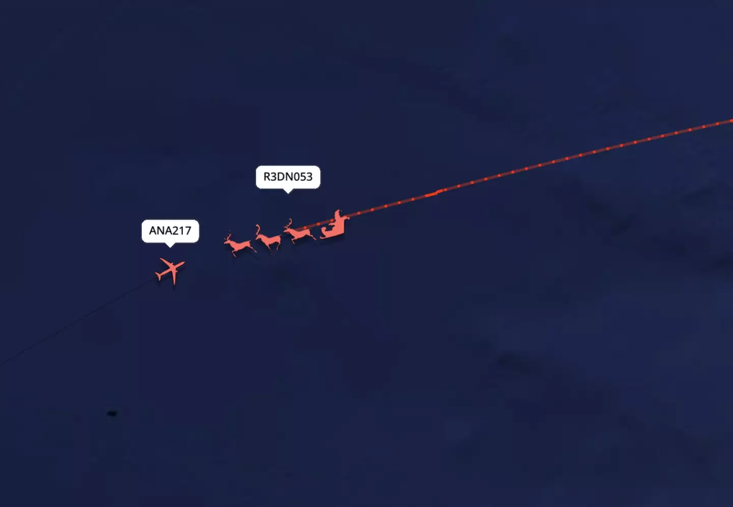 Santa appeared to be heading straight for a plane (Flight Radar)