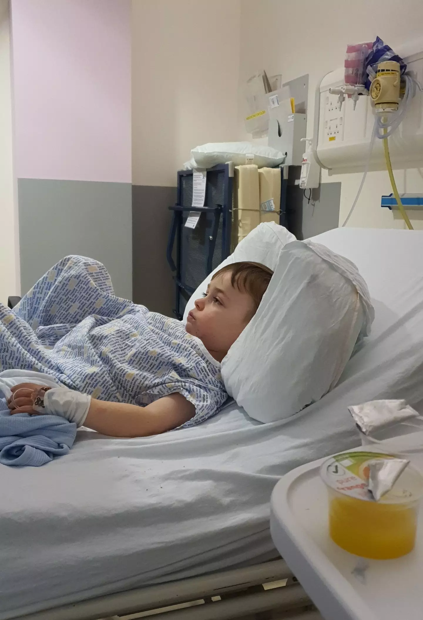 Angus ended up hospitalised after drinking a raspberry flavoured slushy.