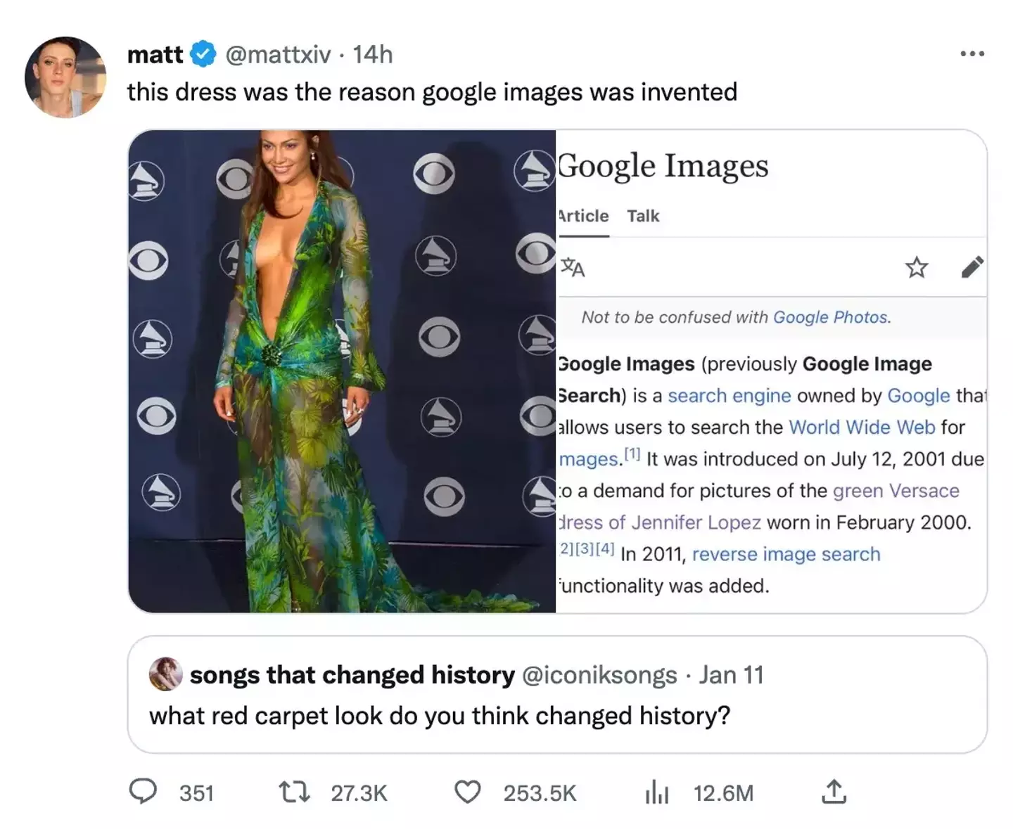 JLo wearing that dress was so iconic it changed history.