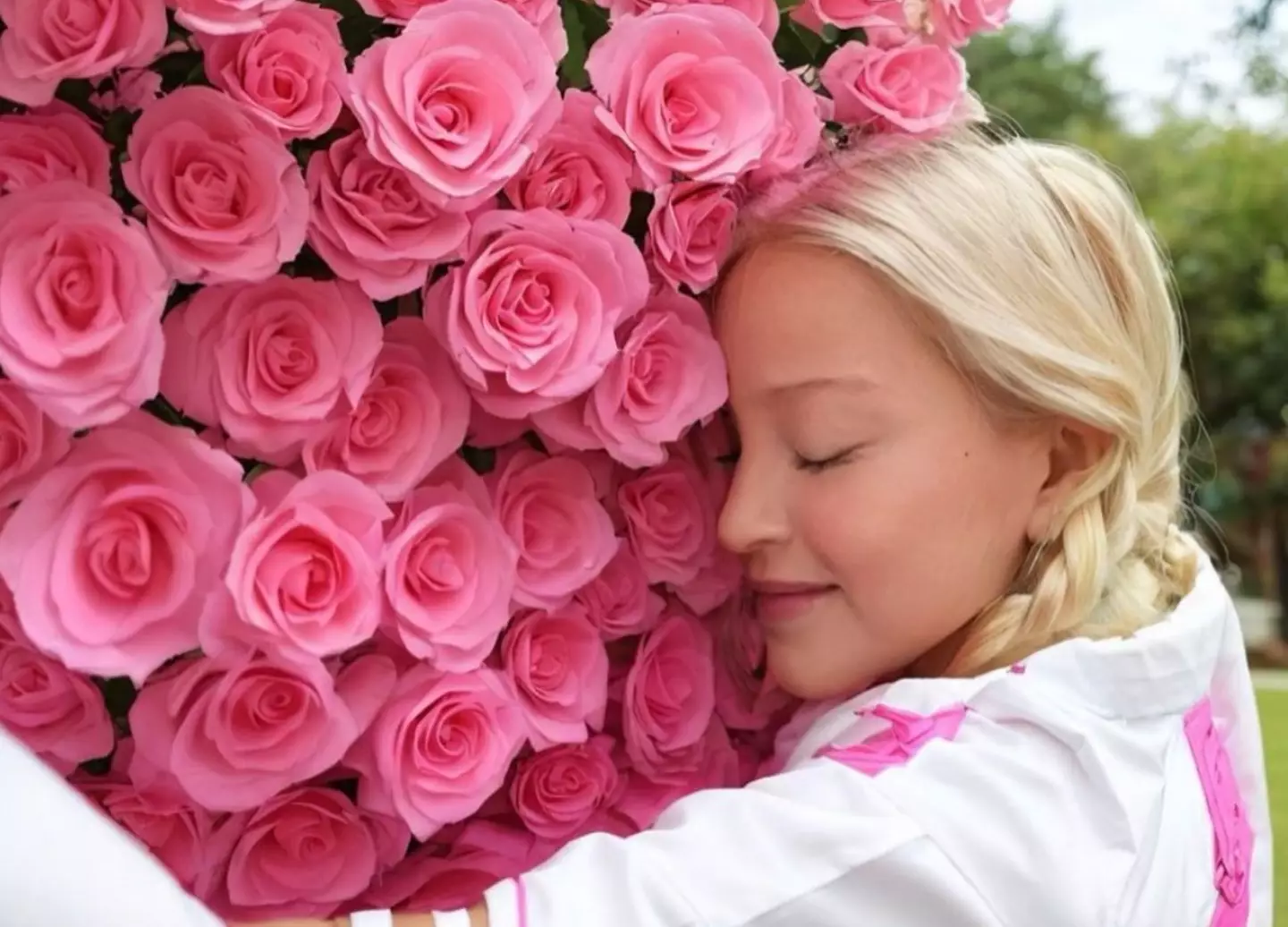 Madonna shared an image of herself smelling roses.