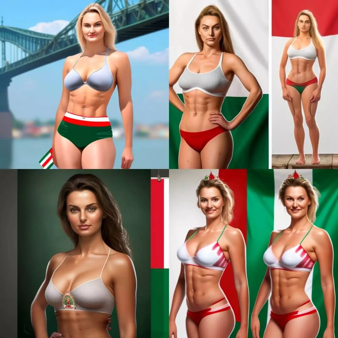 The ideal Hungarian woman has a six pack according to the AI.