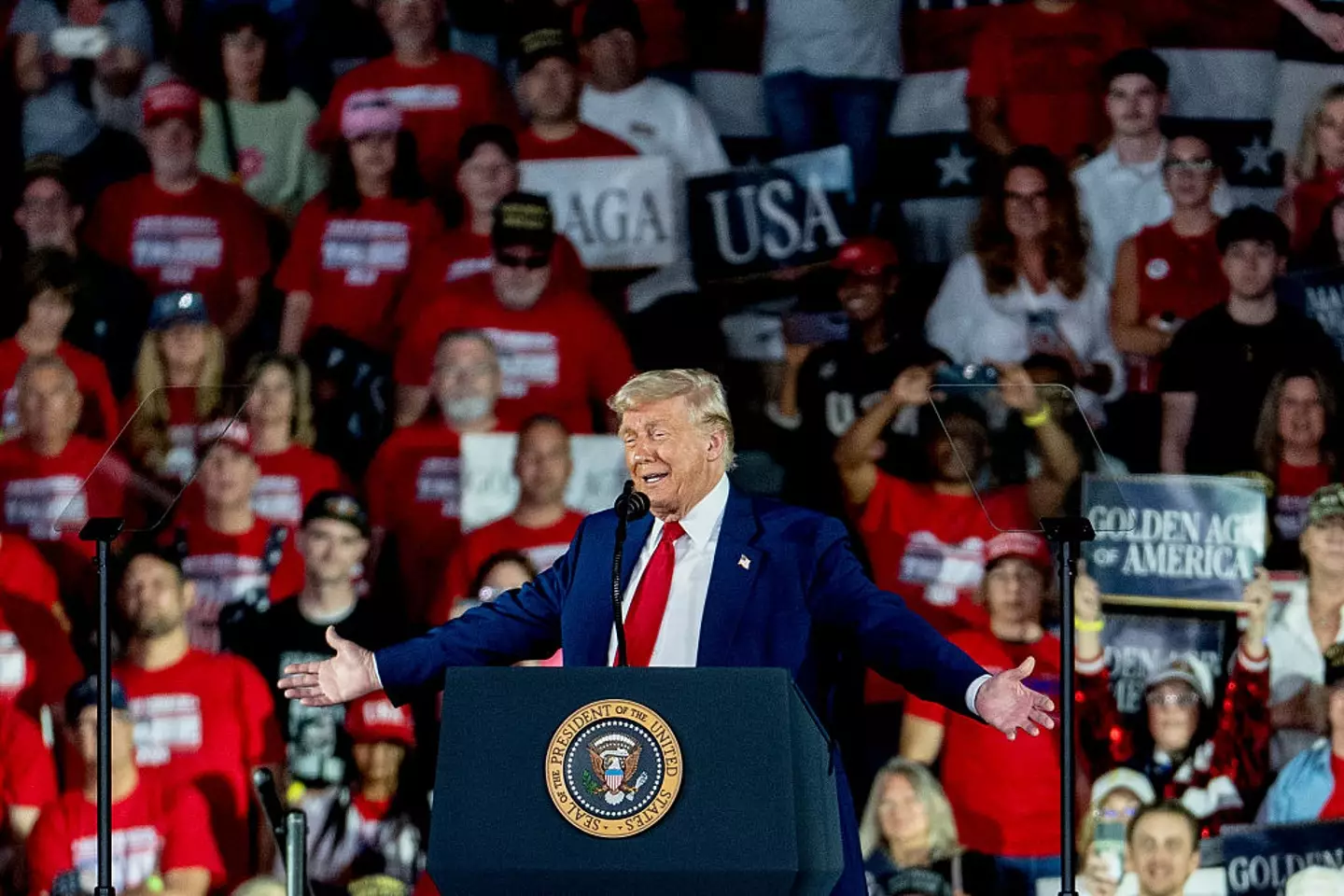 Donald Trump marked 100 days in office with a trip to Michigan (Sarah Rice/Bloomberg via Getty Images)