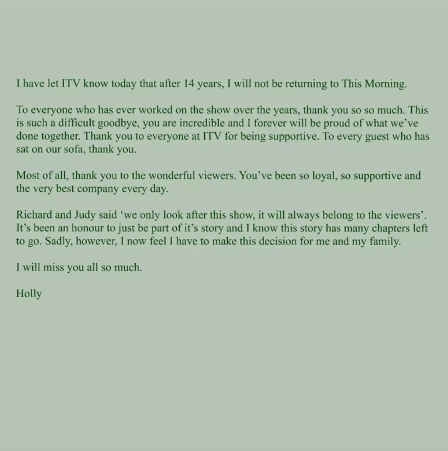 Holly Willoughby shared the announcement to Instagram this evening (10 October).