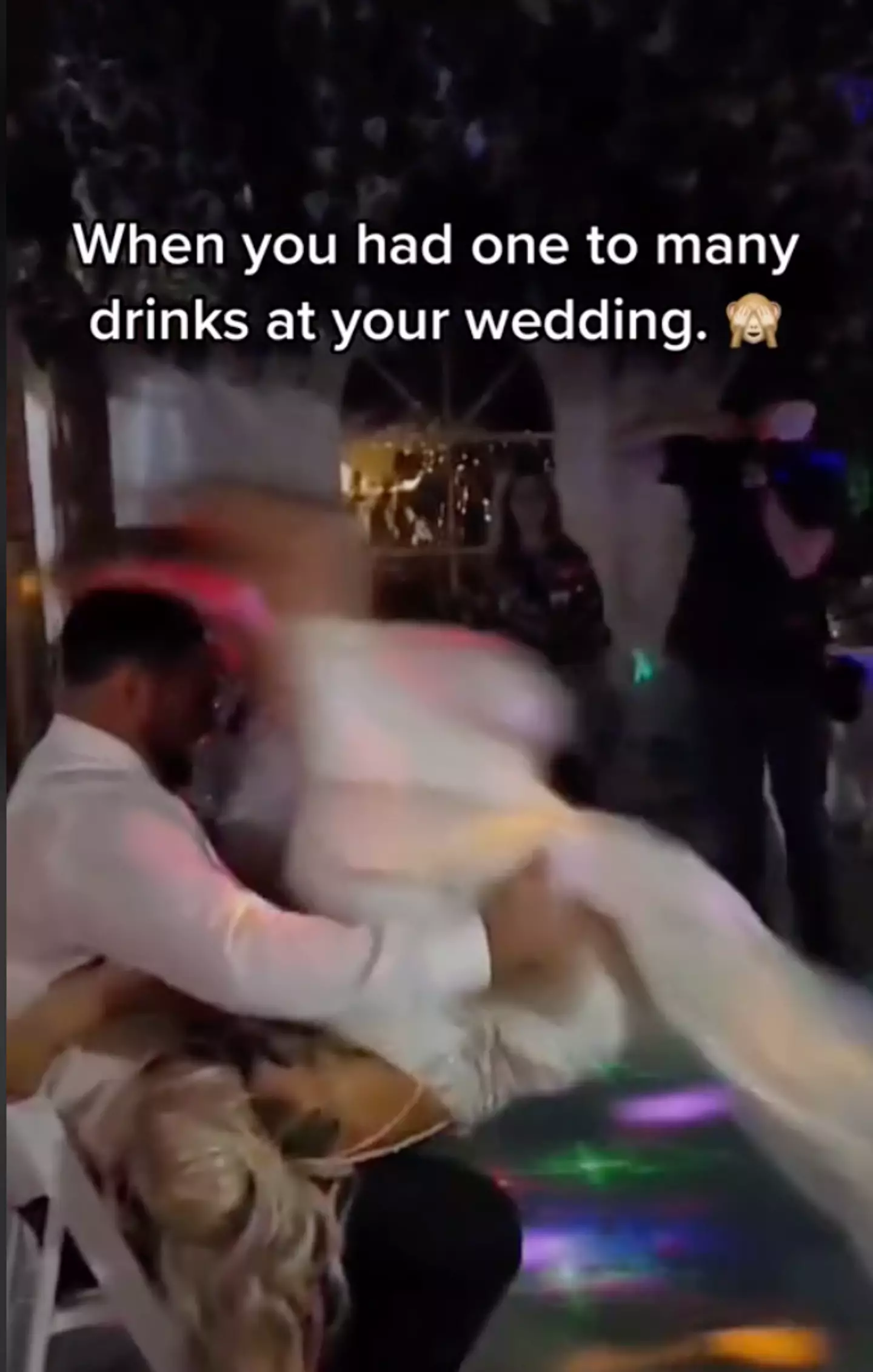 The bride could be seen throwing her legs over her hubby's head.