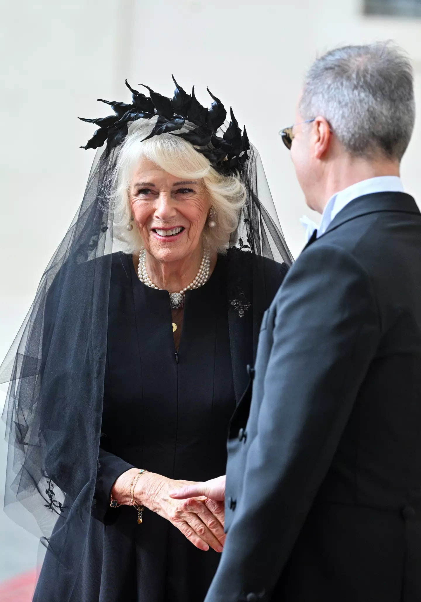 Camilla wore a black veil and thorned crown for the occasion (Samir Hussein/WireImage)