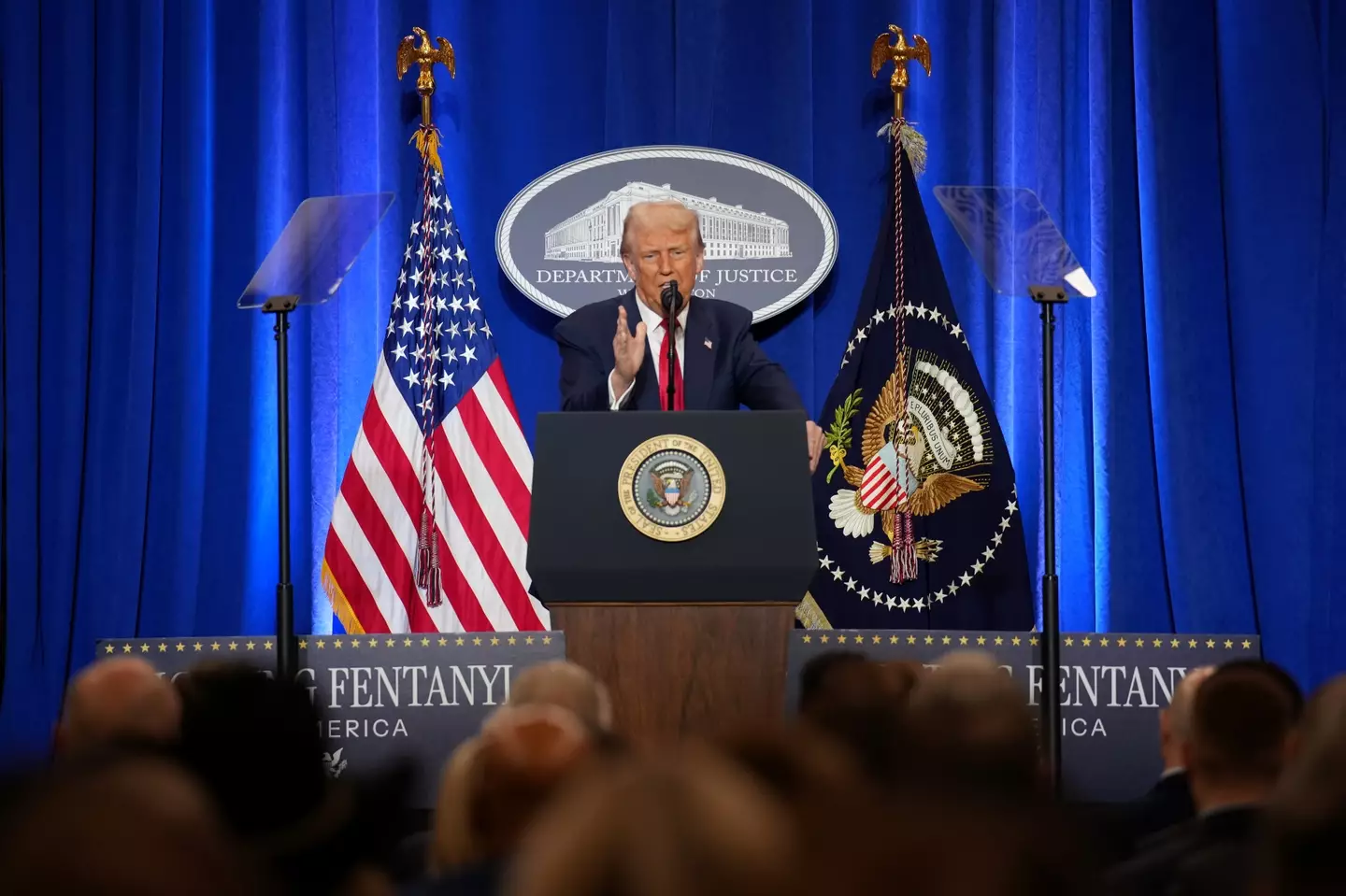 Trump spoke at the Department of Justice on Friday (Andrew Harnik/Getty Images)