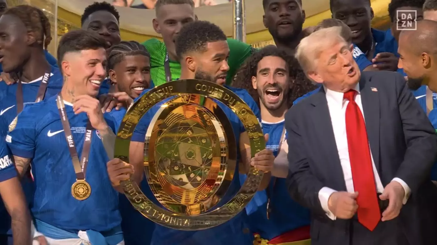 Donald Trump gatecrashing trophy ceremony goes viral after footballer asks him brutal question about him being there