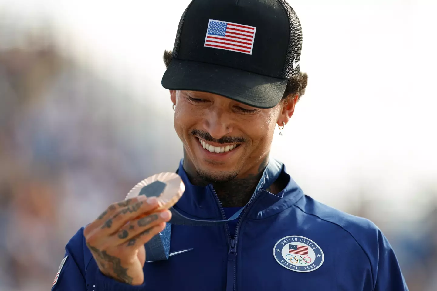 Team USA's Nyjah Huston won a bronze medal at the men's skateboarding street final.
(ODD ANDERSEN/AFP via Getty Images)