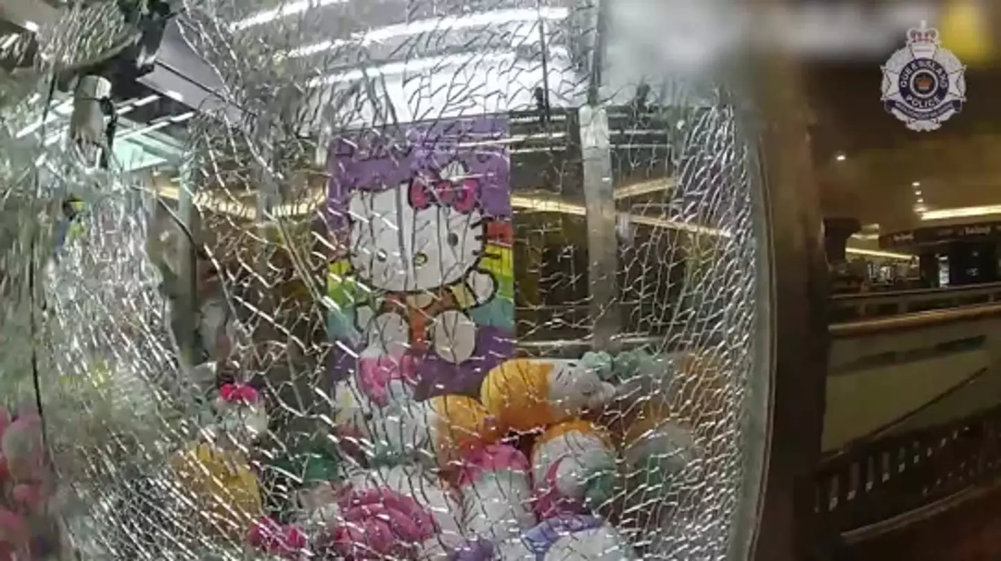 Queensland Police had to smash the glass to rescue little Ethan.