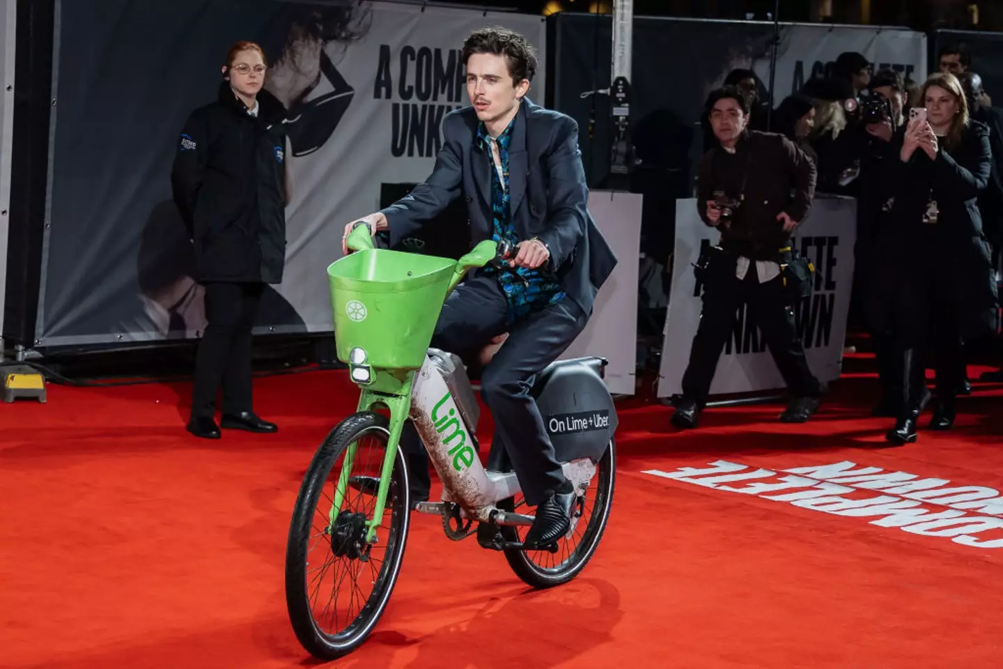 Timothée Chalamet was seen on a Lime bike at his latest movie premiere (Tim P. Whitby/Getty Images for The Walt Disney Company Limited)