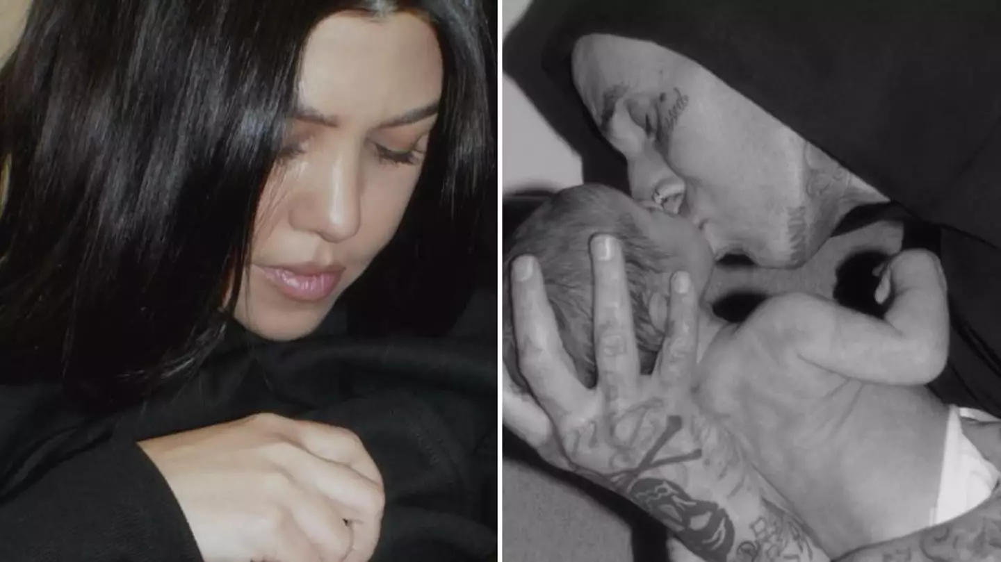 Kourtney Kardashian and Travis Barker reveal first pictures of baby Rocky
