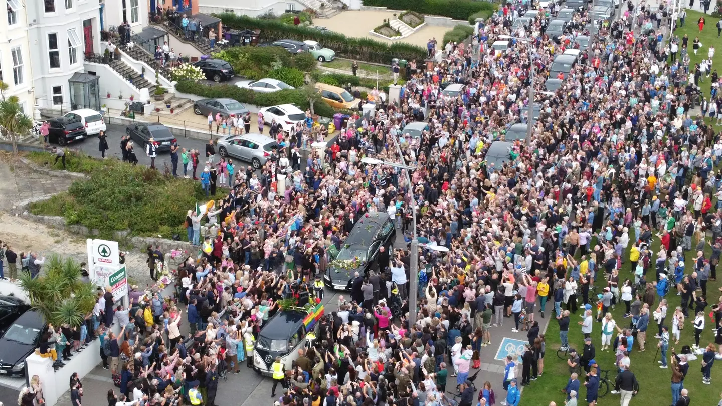 The funeral cortege passed through Bray, County Wicklow.