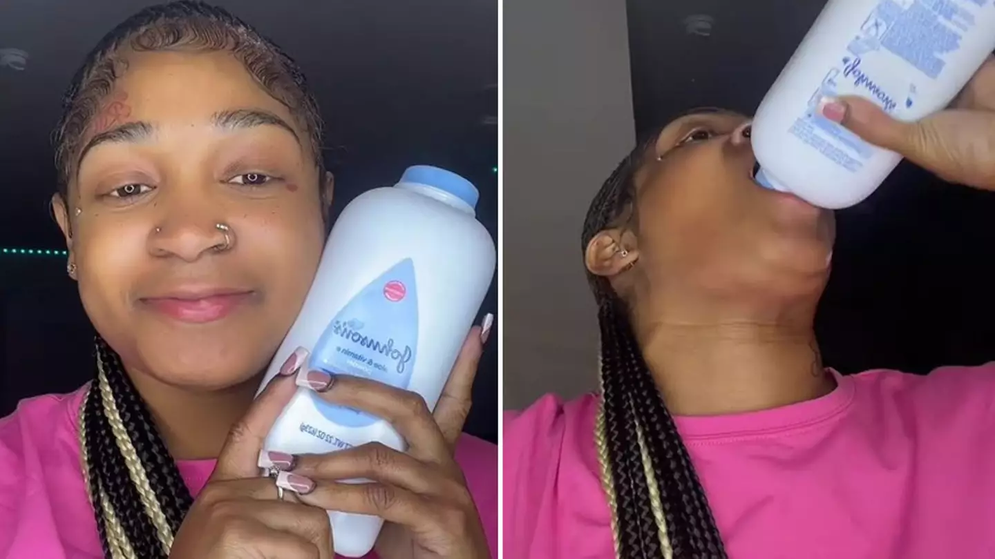 Mum says she loves eating entire bottle of Johnson's baby powder every day