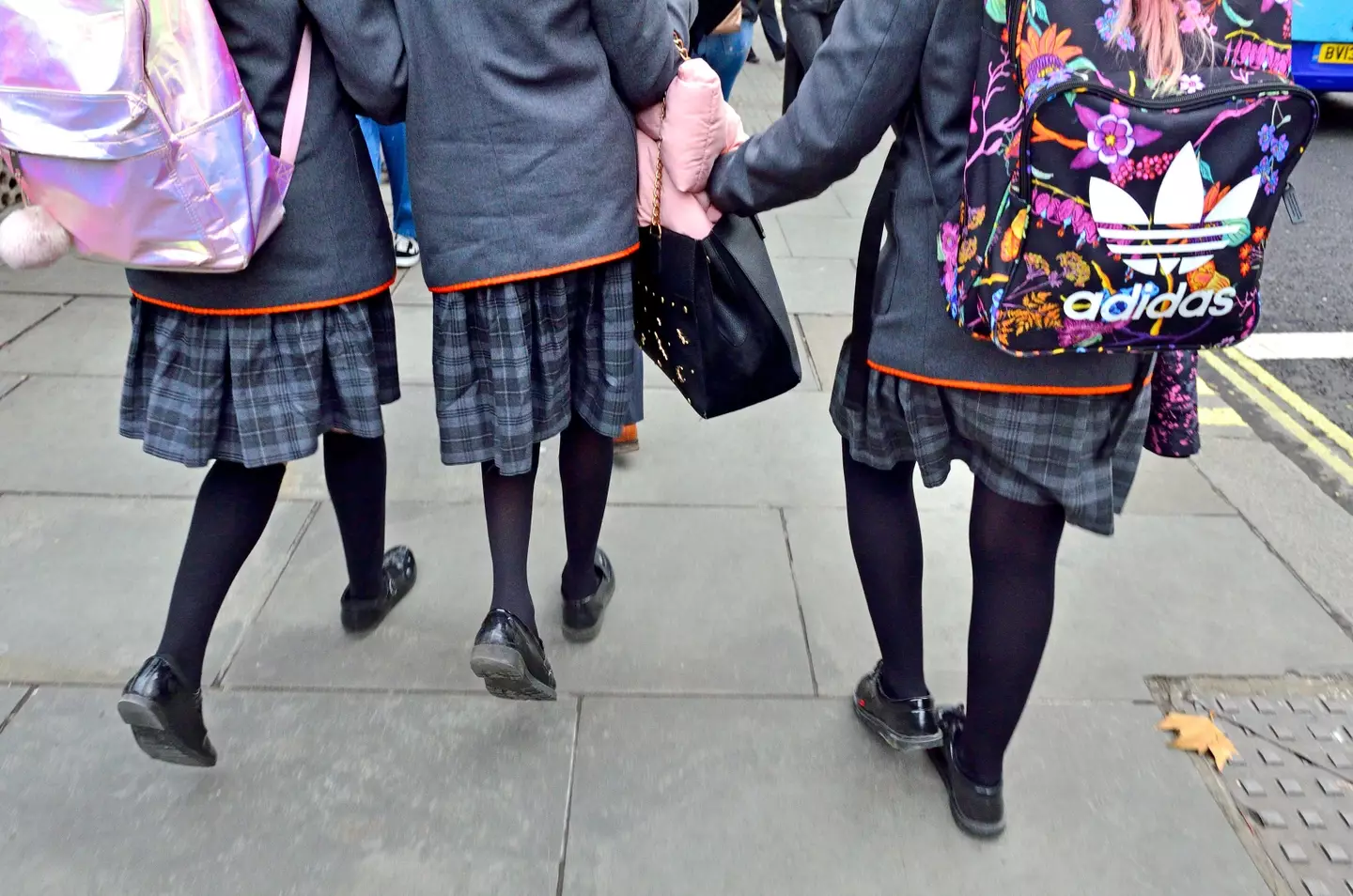 Girls in their school uniforms.