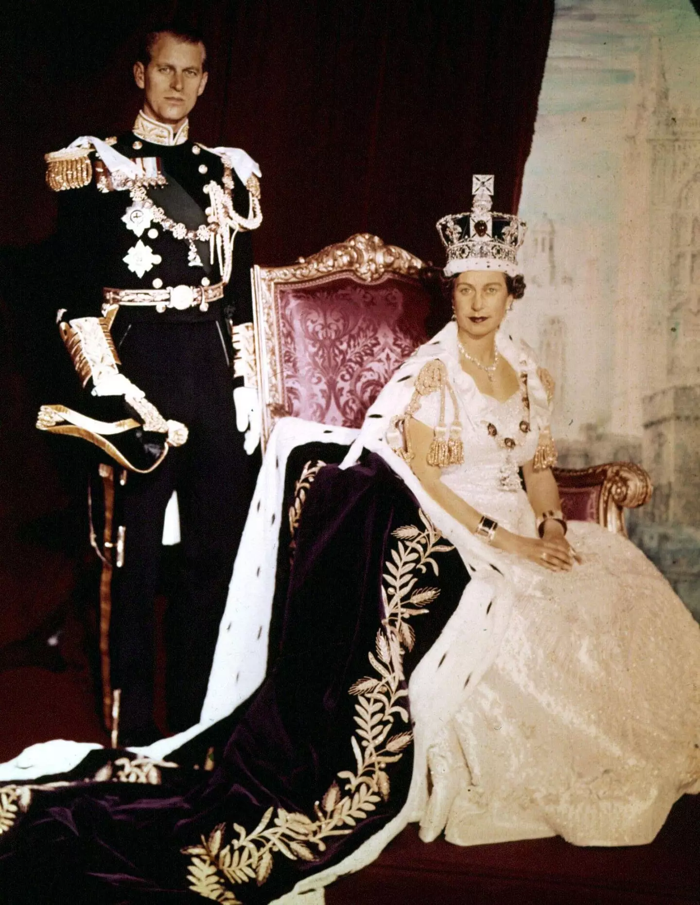 The Queen at her historical coronation.