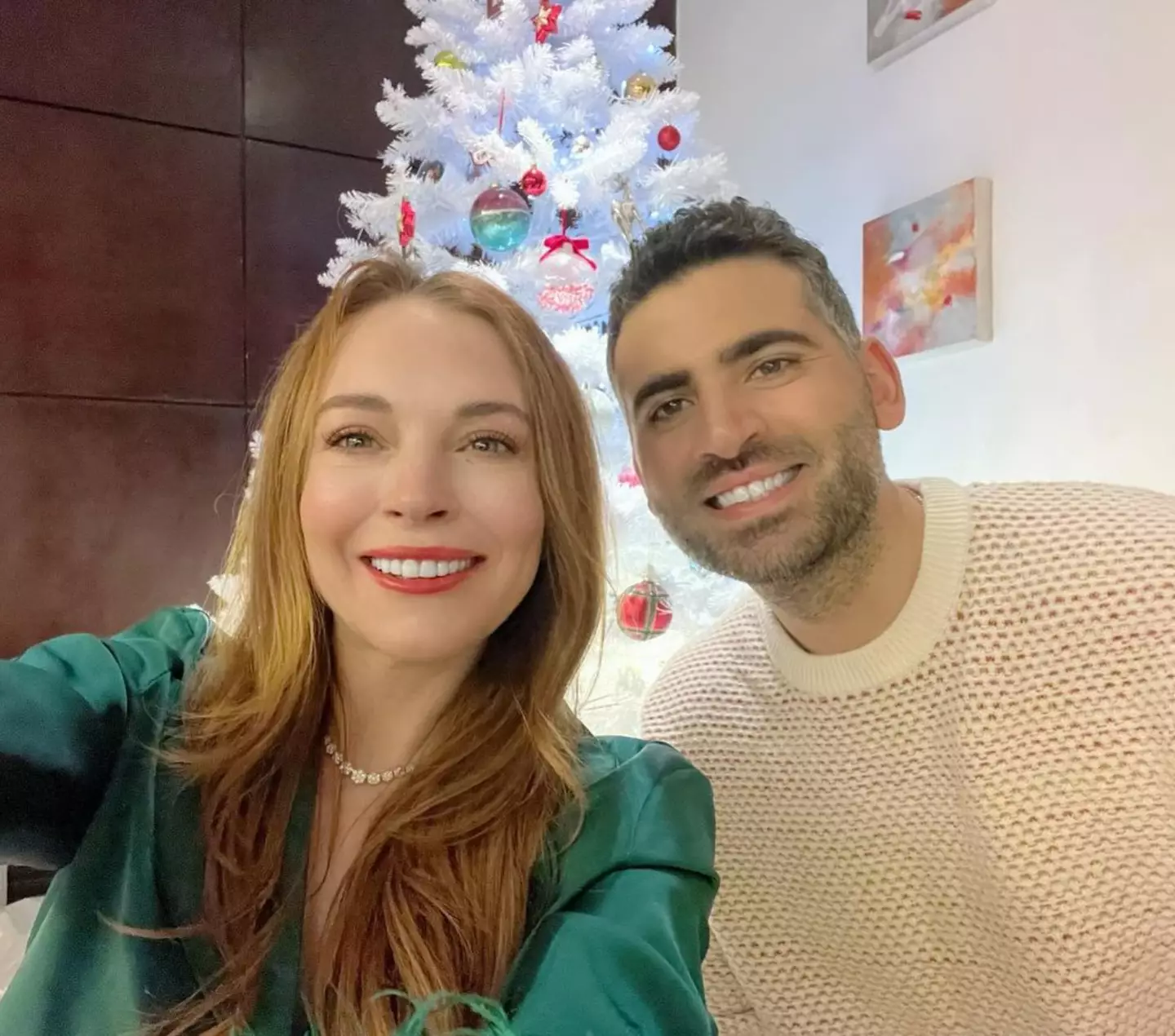 Lindsay and Bader are very private but shared this cute Christmas selfie last year.