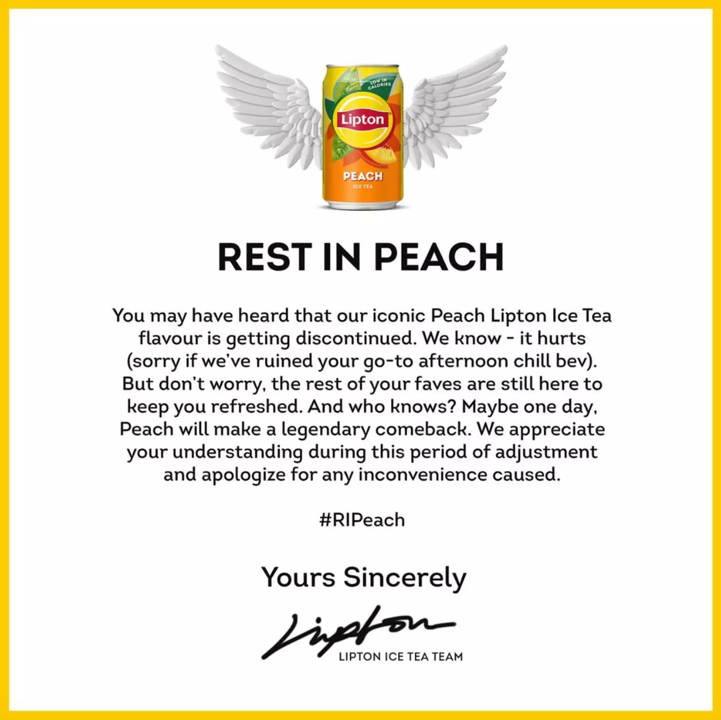 Lipton hinted that the drink is 'getting discontinued' (Instagram/@liptonicetea)