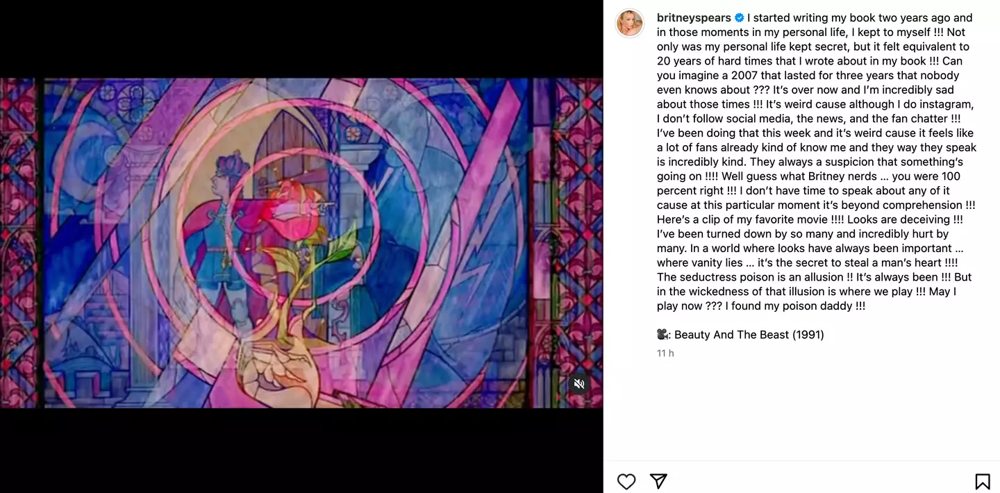 Britney shared her statement on Instagram.