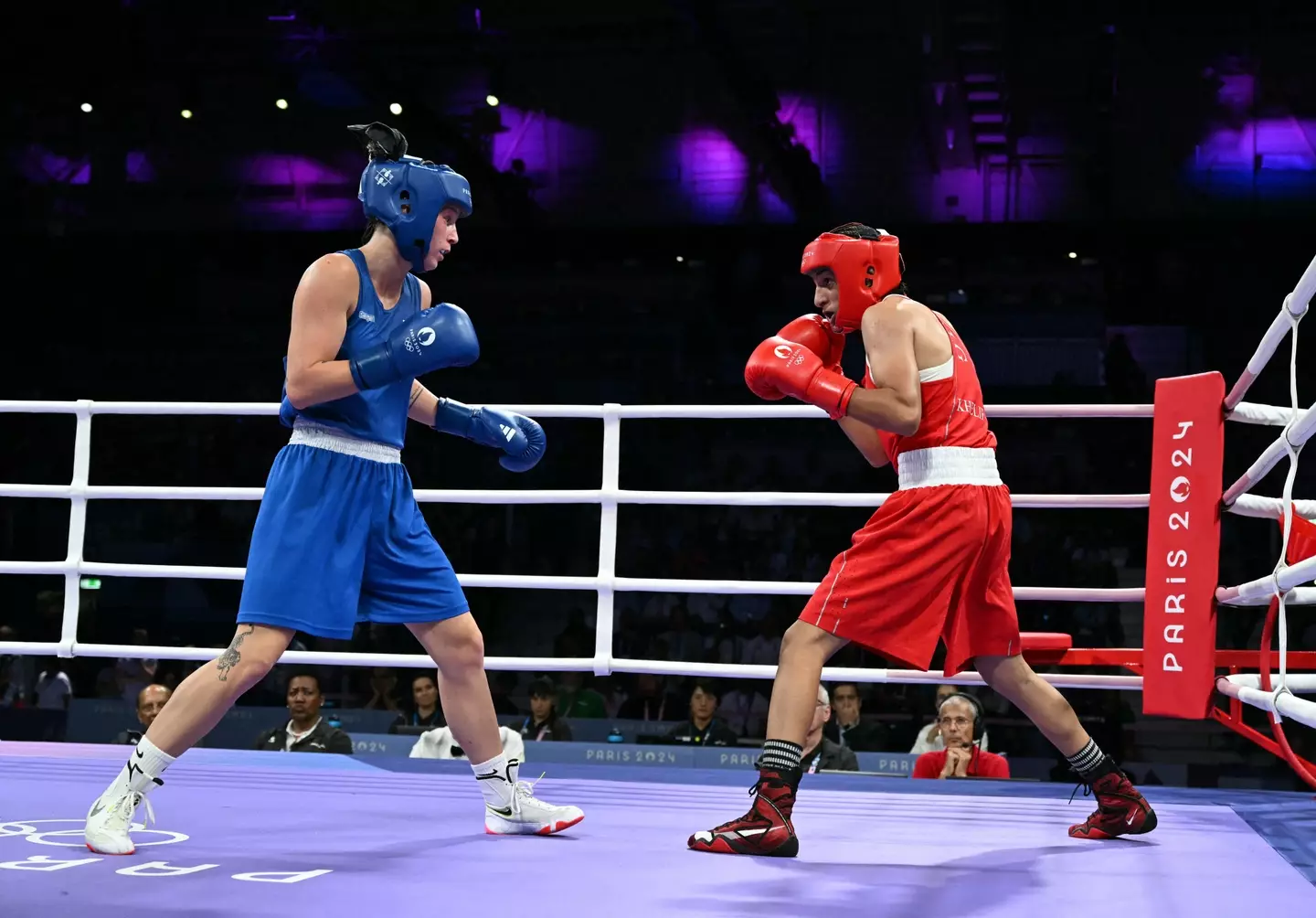 Imane Khelif took on Anna Luca Hamori. (MOHD RASFAN/AFP via Getty Images)