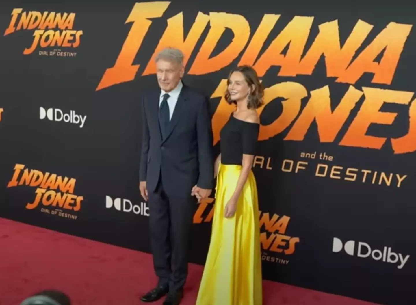 Harrison Ford and Calista Flockhart on the red carpet.