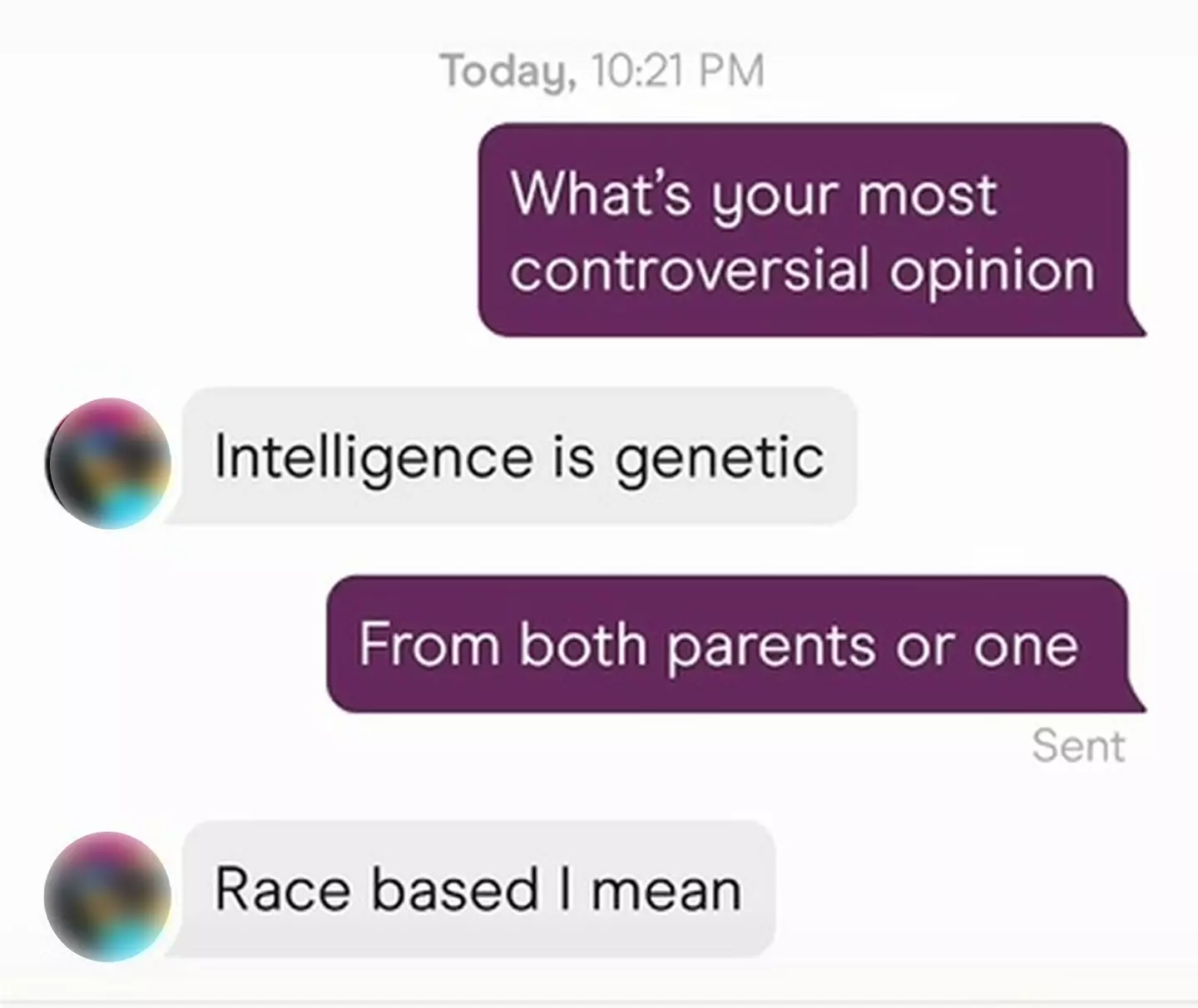 One man said intelligence is 'race based' (