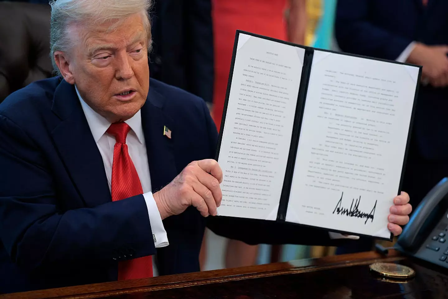 Donald Trump has just signed his latest executive order which seeks to prosecute flag-burning (Chip Somodevilla / Staff / Getty Images)