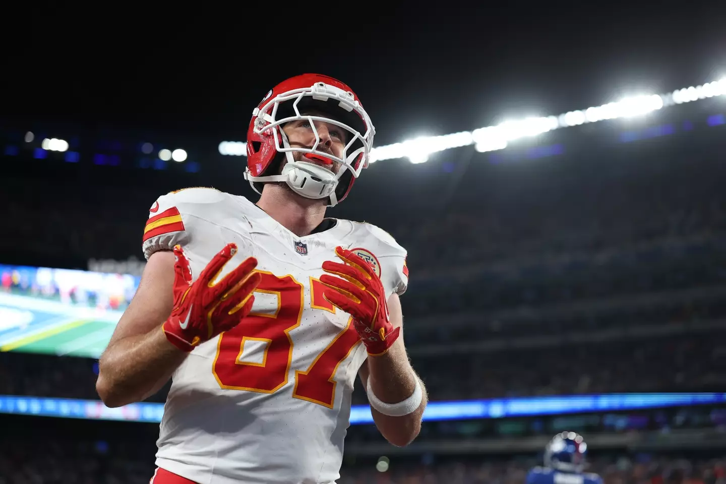 Travis was hit with a fine following 'obscene gestures' he made during the game (Sarah Stier/Getty Images)