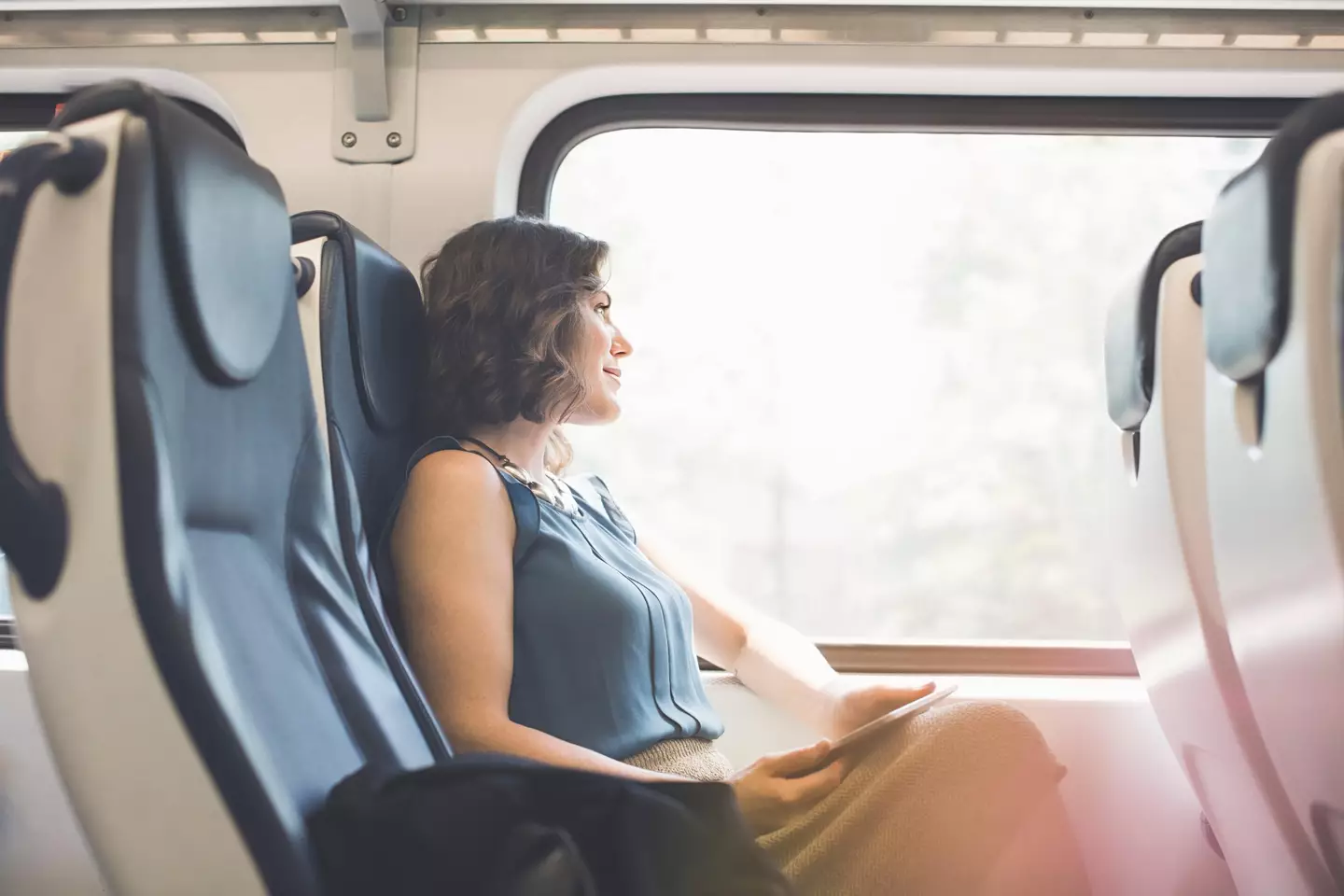The woman booked her ticket in first class.