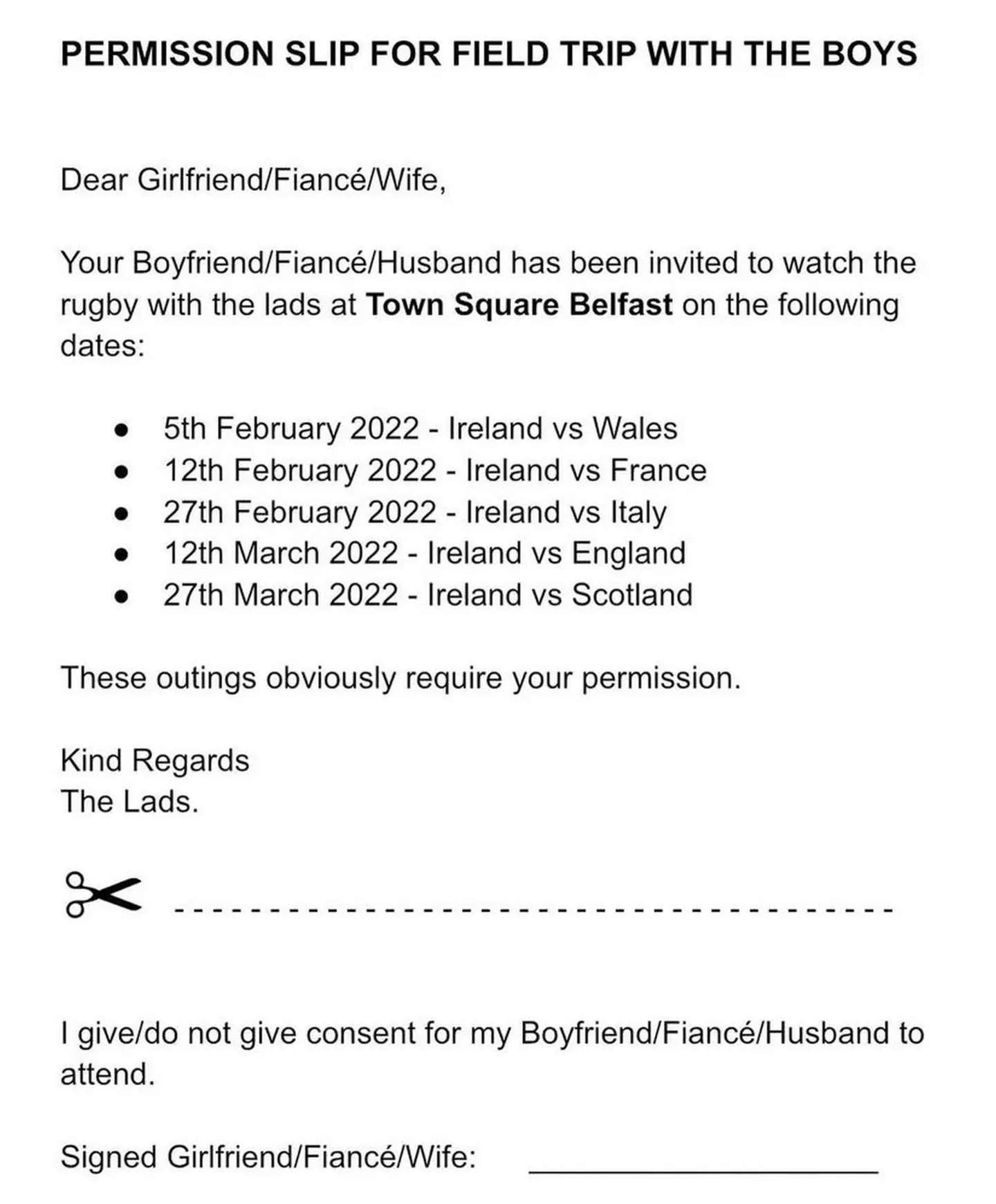 The permission slip. (