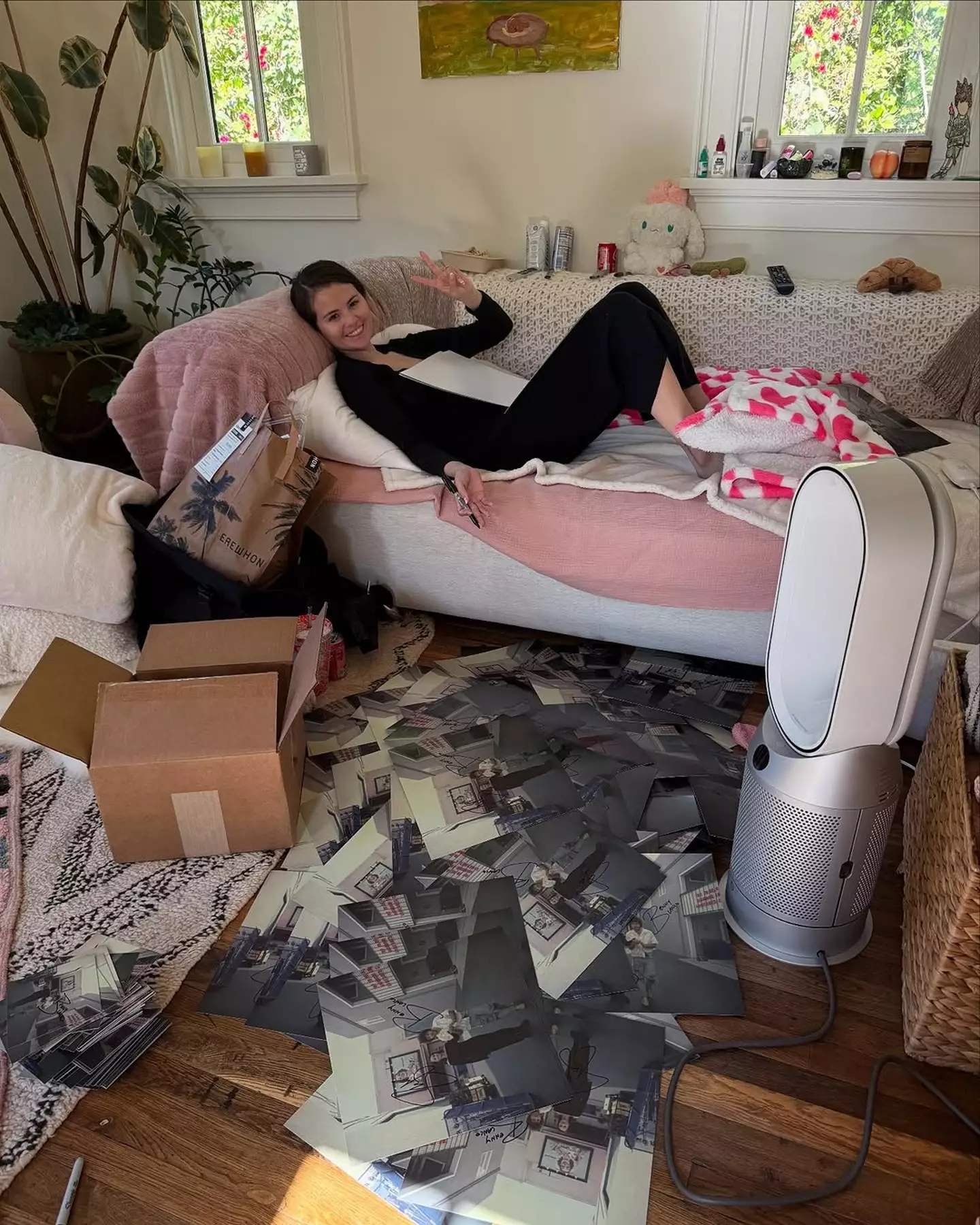 Eagle-eyed fans have spotted a bottle of lube in the background of a pic recently shared by Selena Gomez (Instagram/@selenagomez)