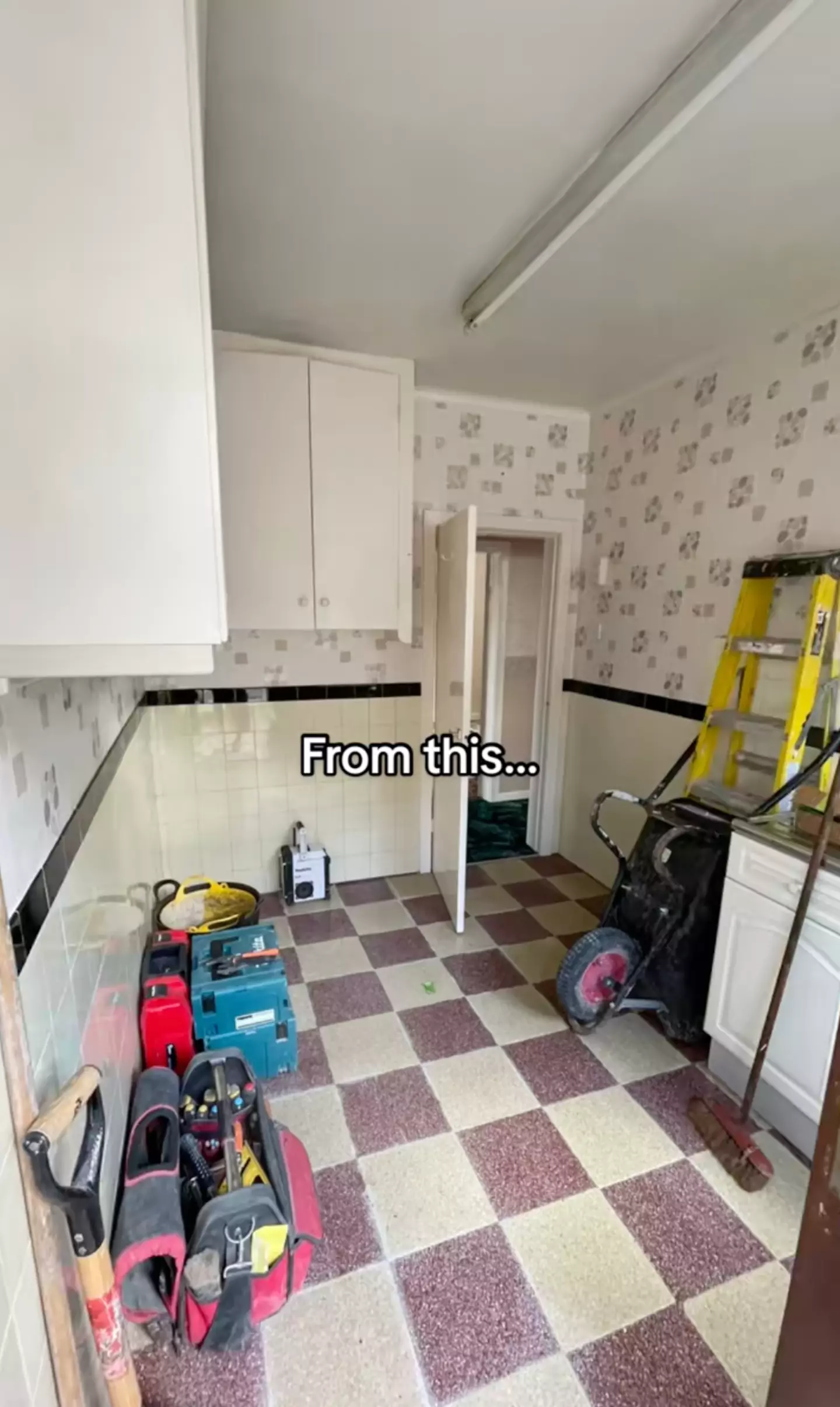 A before photo of the kitchen.