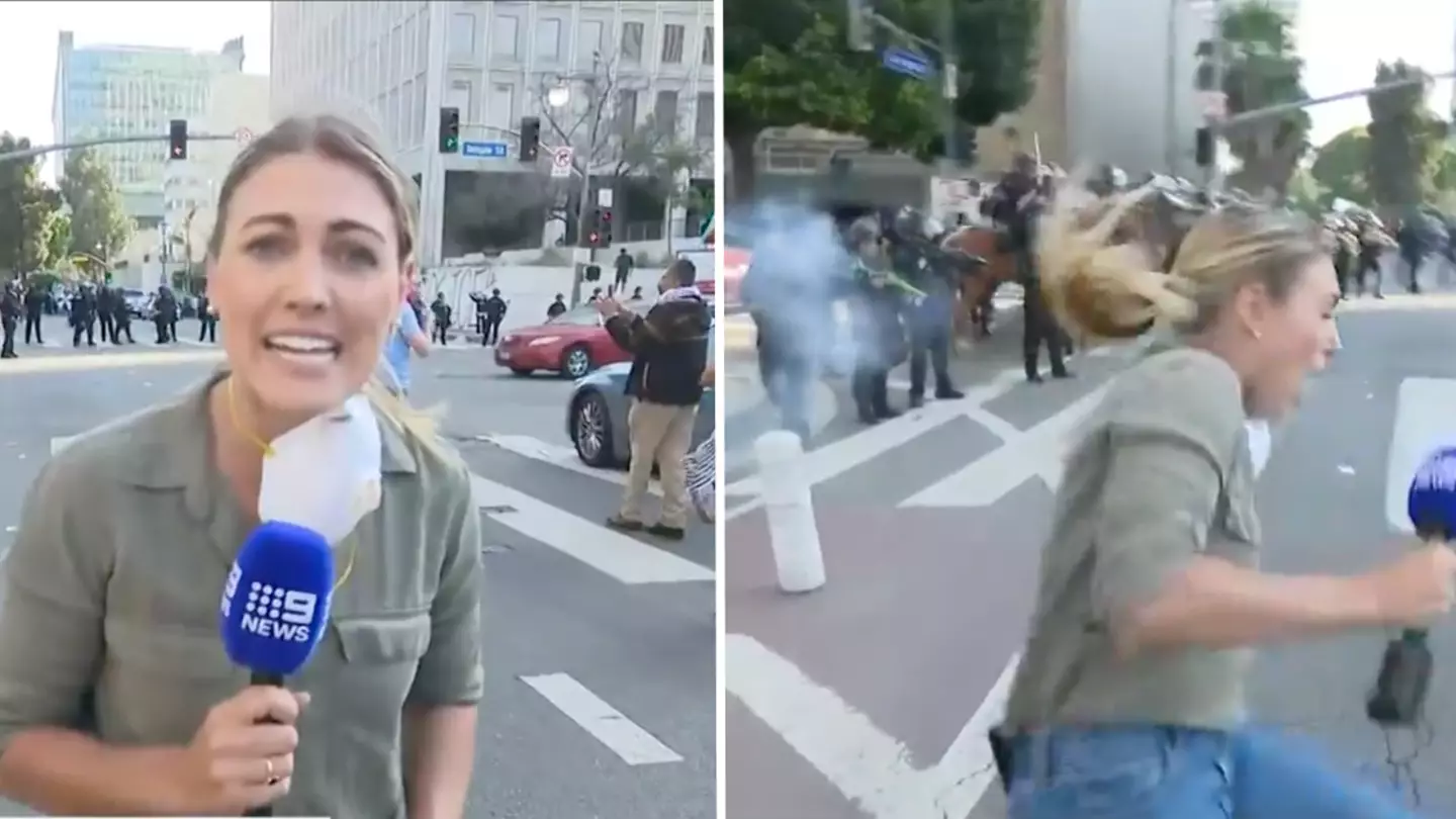 Reporter who was shot on live TV by police at ICE protests defended amid major debate