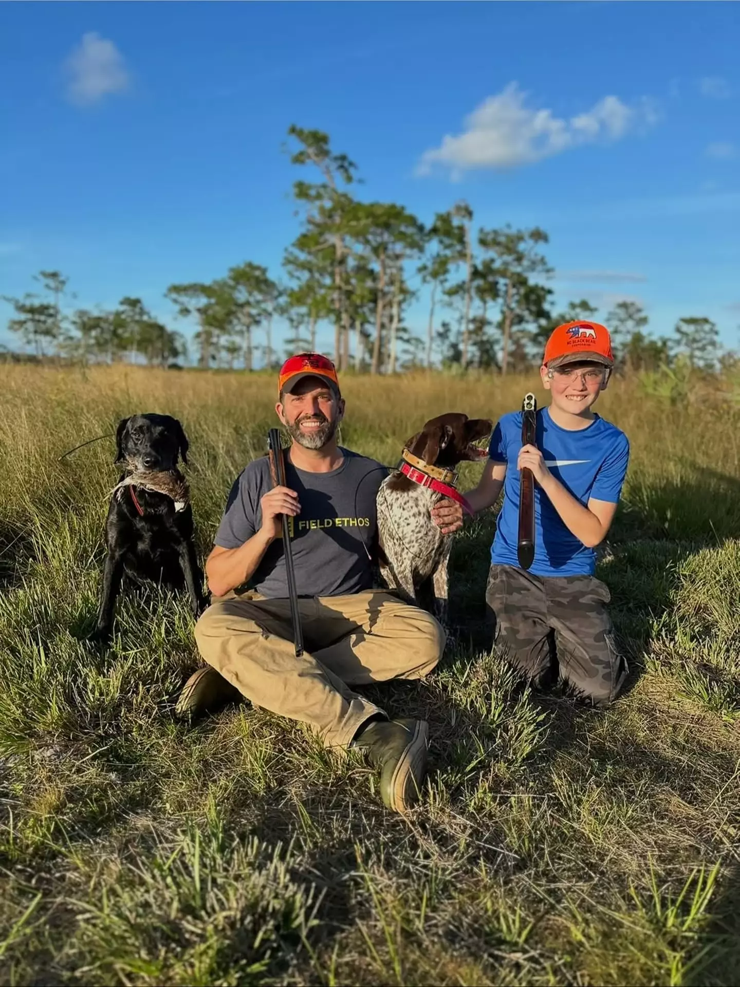 Some people were shocked after seeing the child posing alongside guns (Instagram/@donaldtrumpjr)