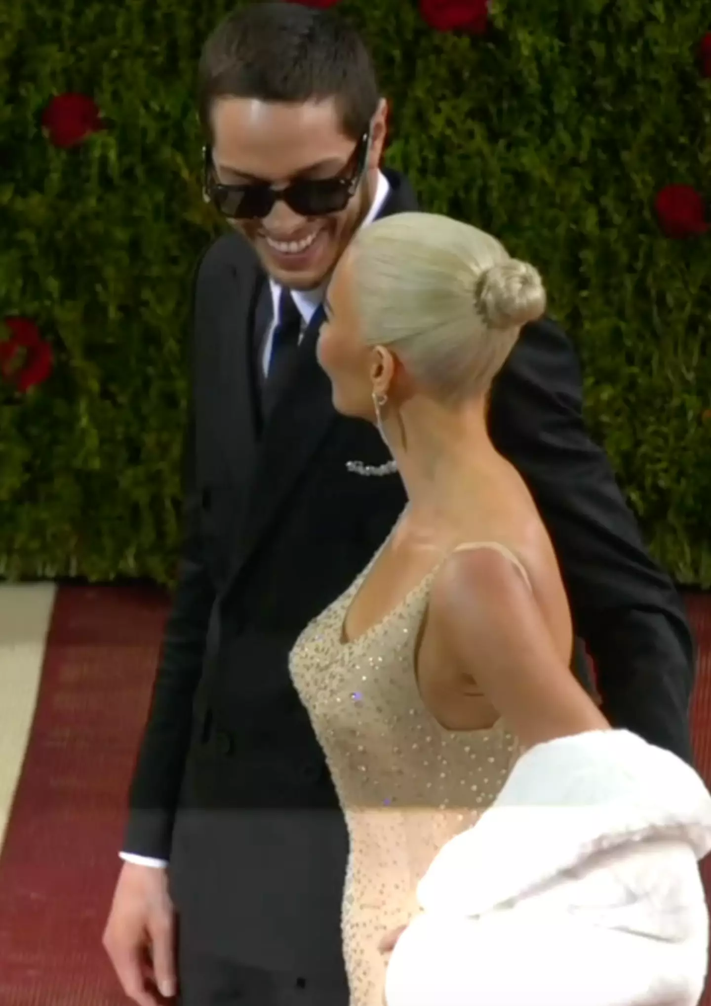 Kim had Pete Davidson on her arm for her red carpet walk. (