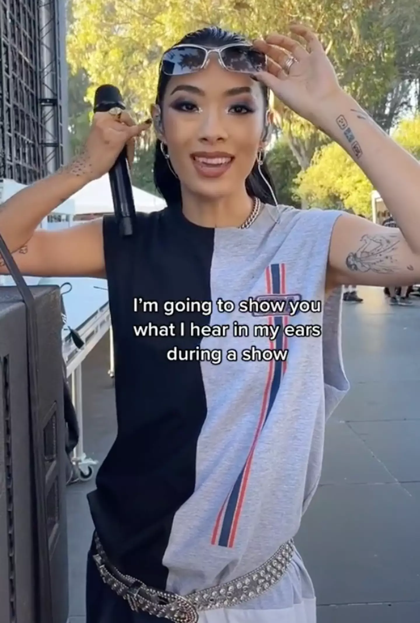 Rina Sawayama revealed what she hears through her earpiece.