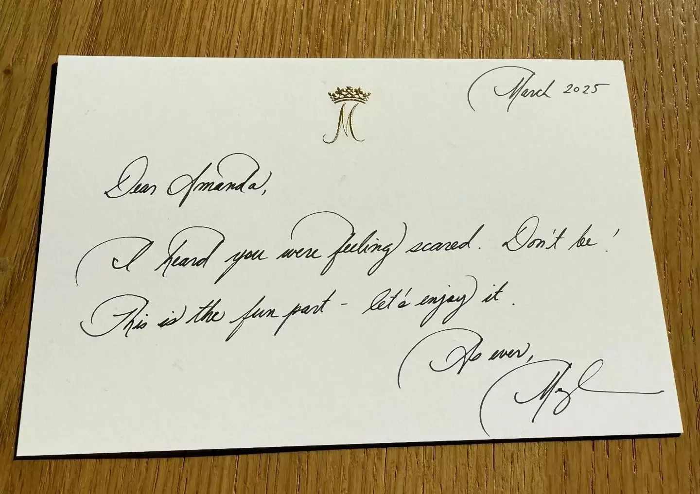 Meghan's handwritten note (Instagram/@notskinnybutnotfat)