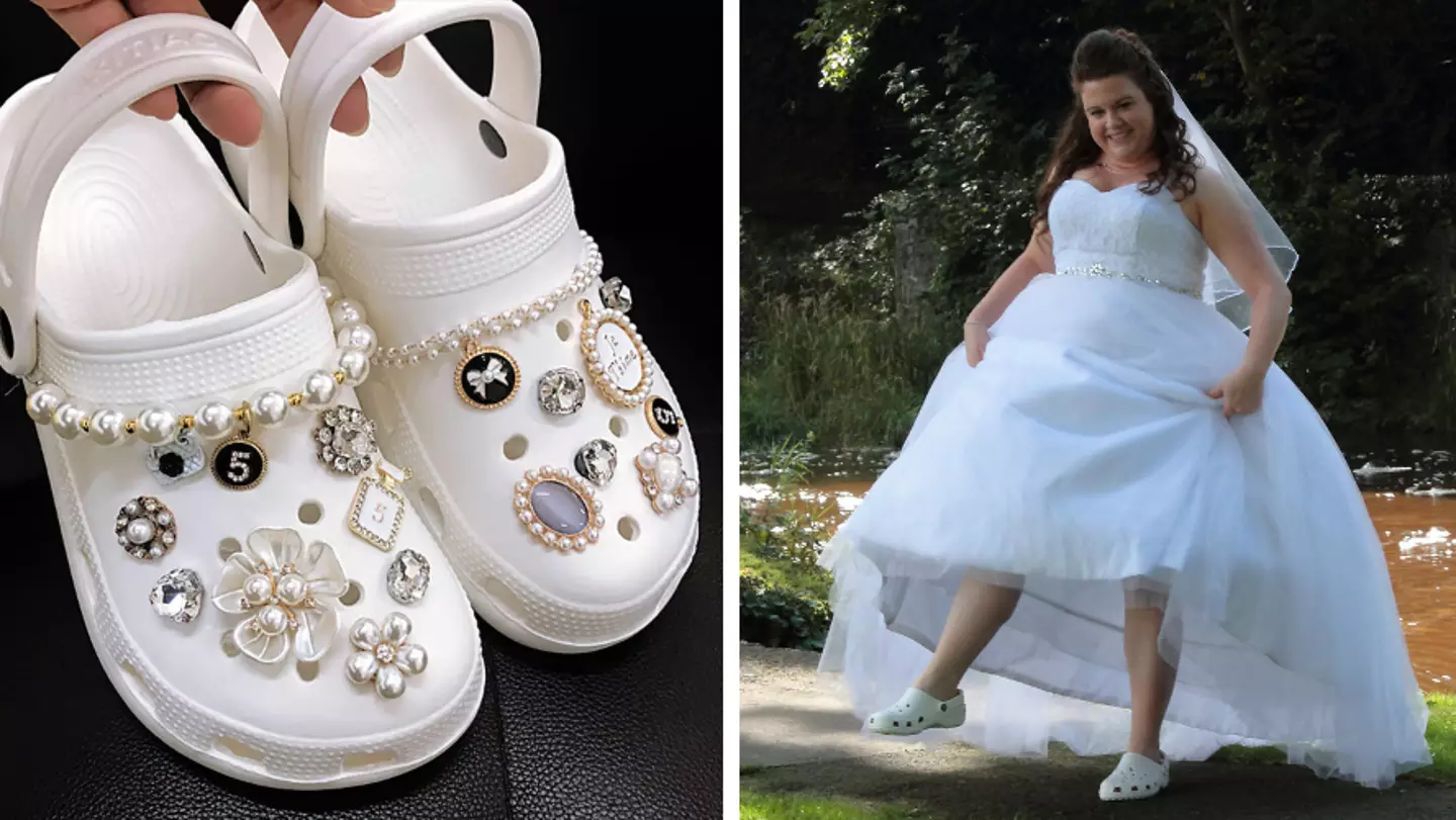 Brides divide opinion after wearing white Crocs on their wedding day