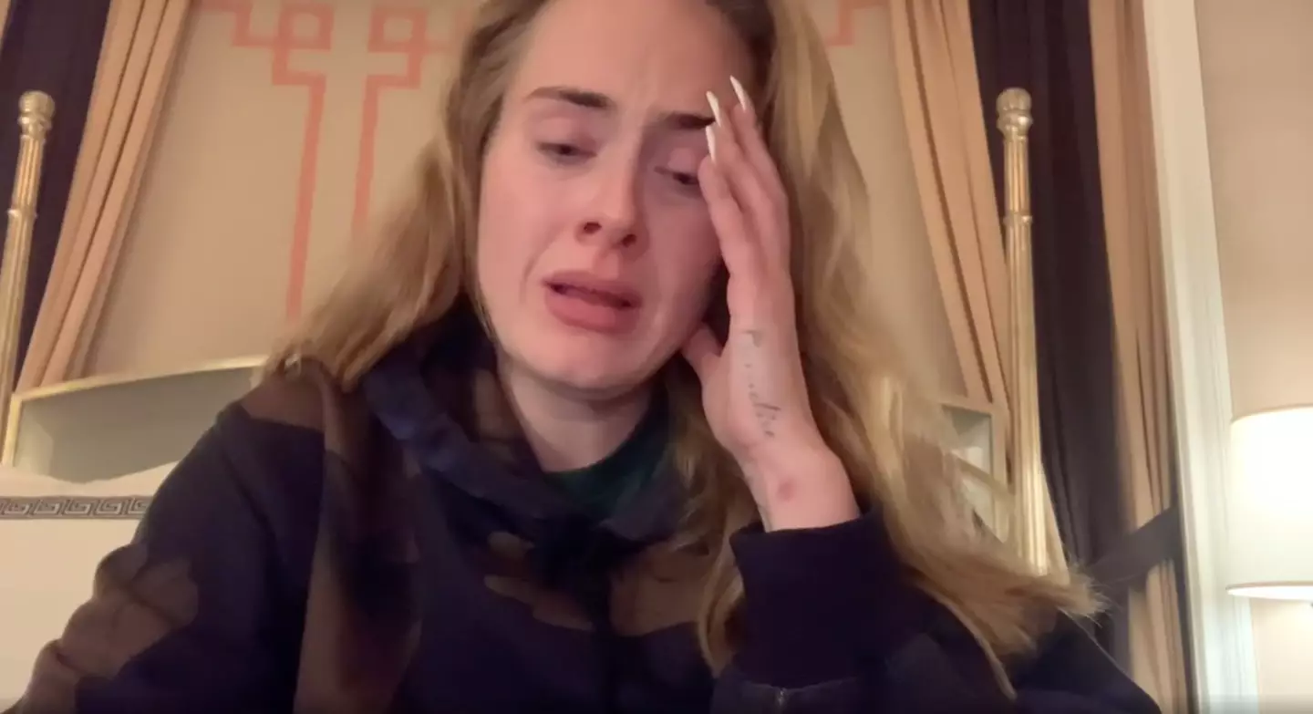 Adele tearfully admitted her show was delayed (