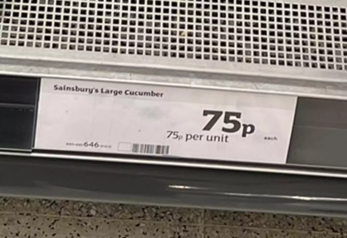 The large cucumber costs 75p (