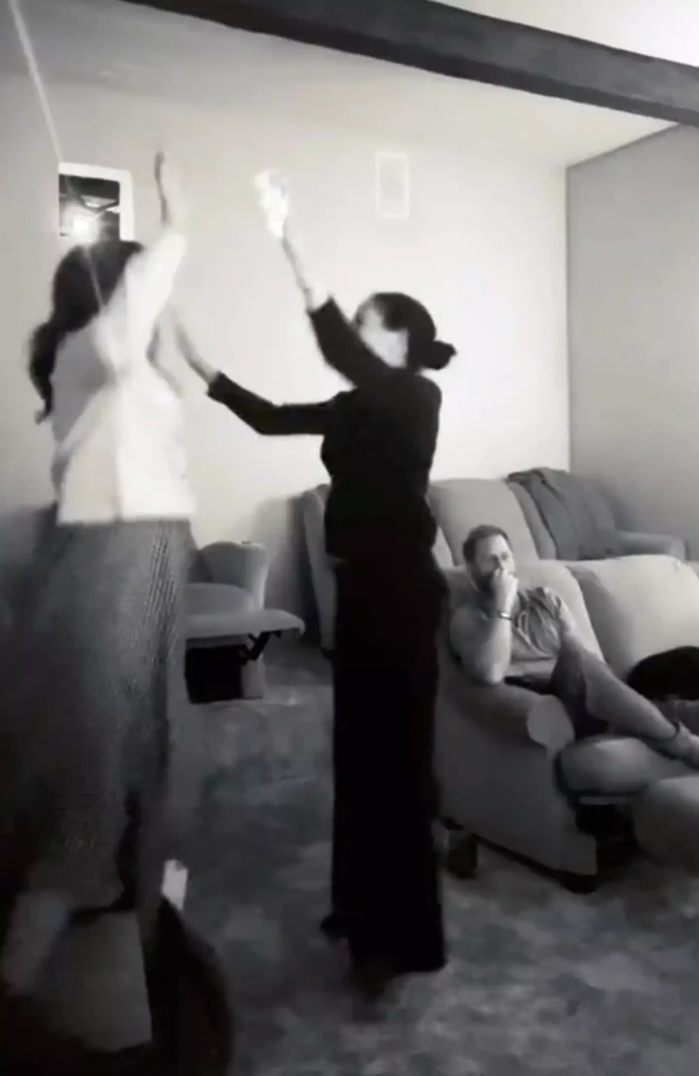 The Duchess can be seen jumping up and down (Instagram/@meghan)
