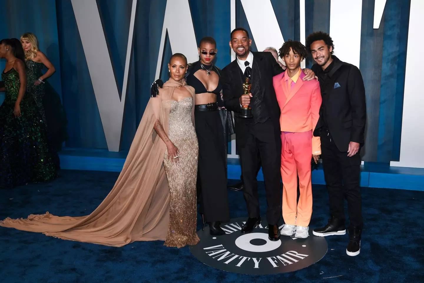 Jada and Will with their family at the Vanity Fair Oscar Party (